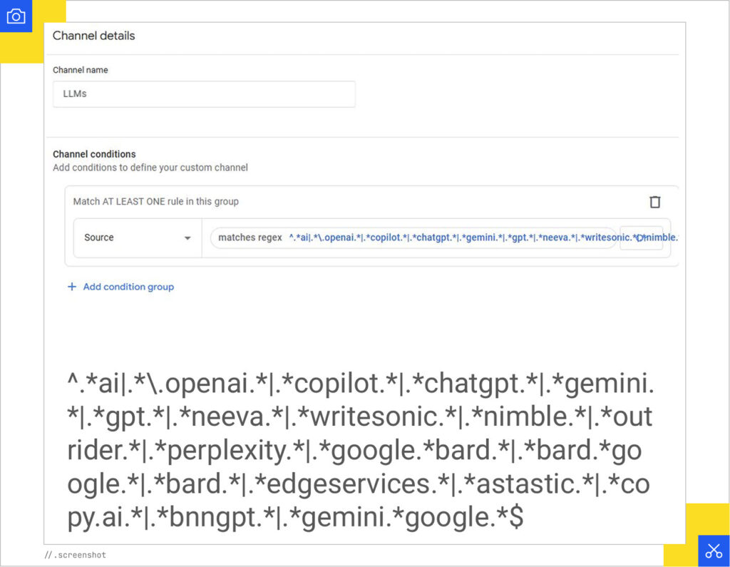Custom channel grouping