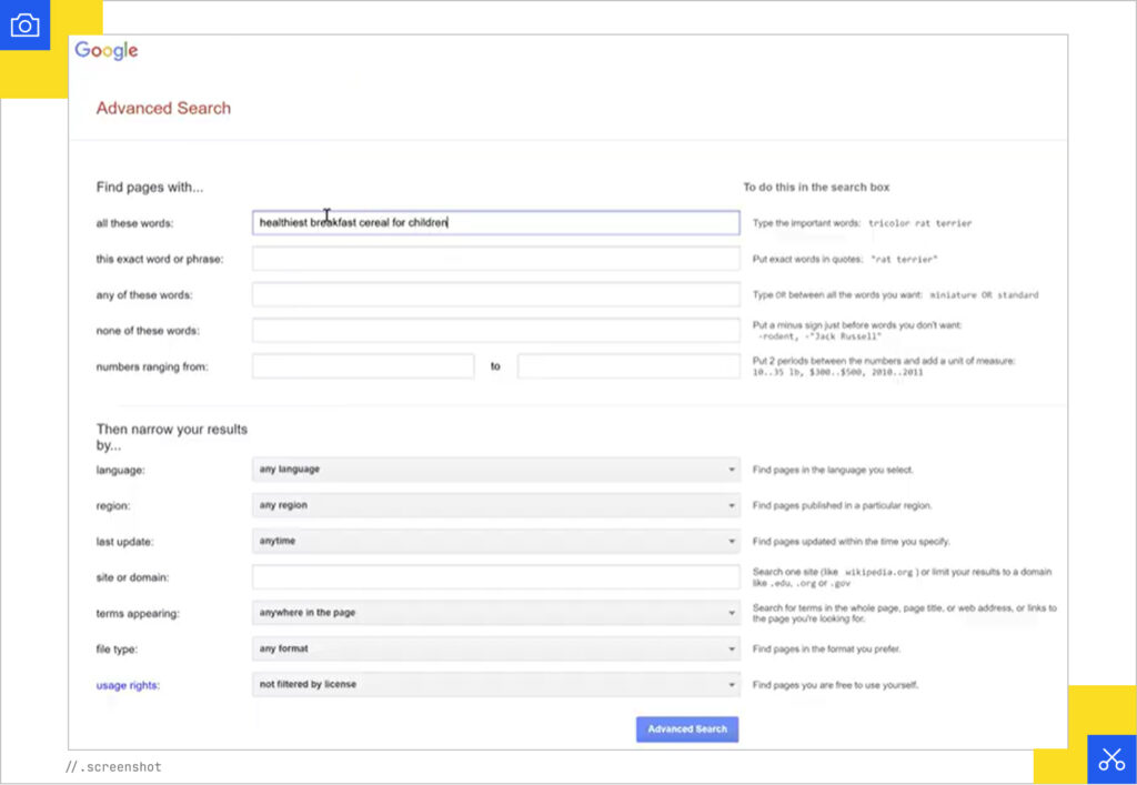 Google's Advanced Search option