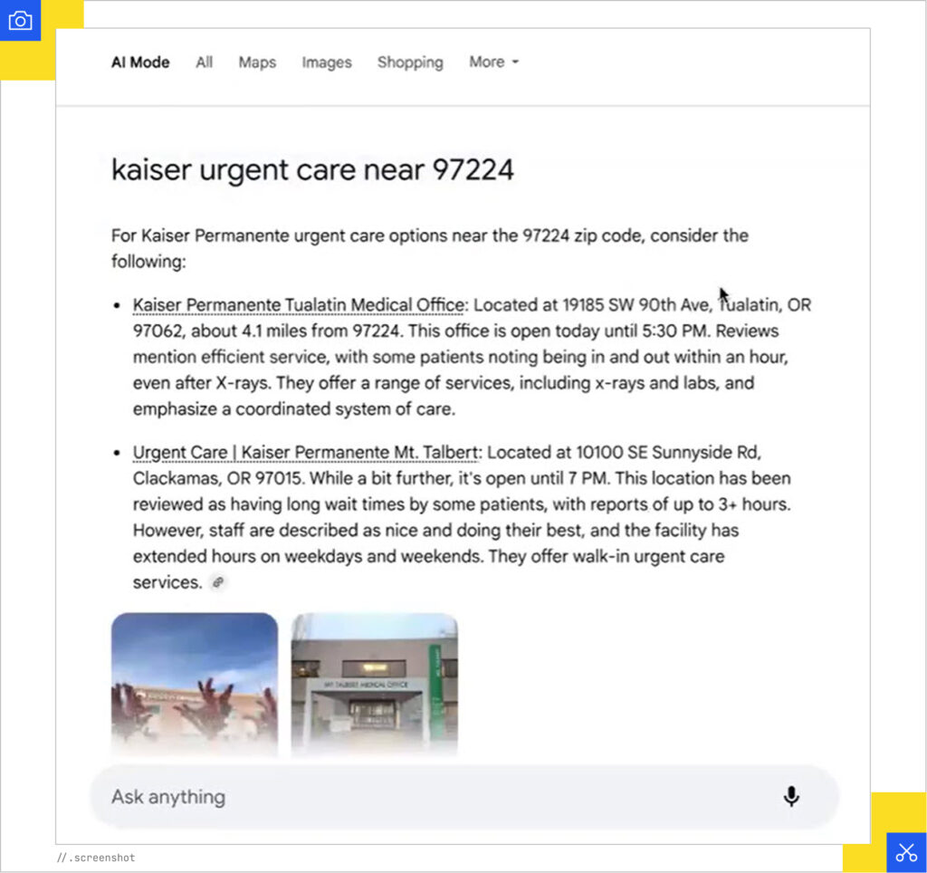 Kaiser zip code AI Mode