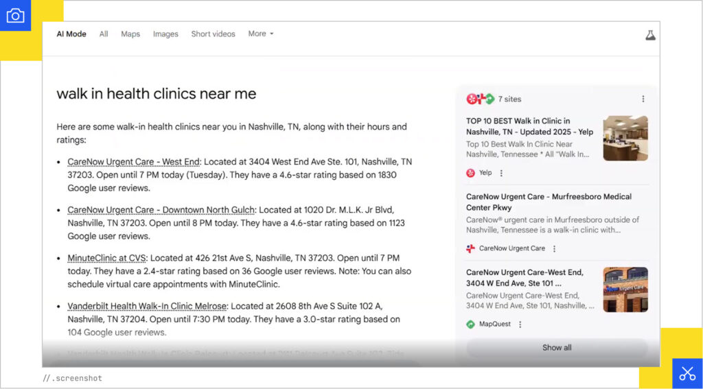 Nashville walk-ins AI Mode