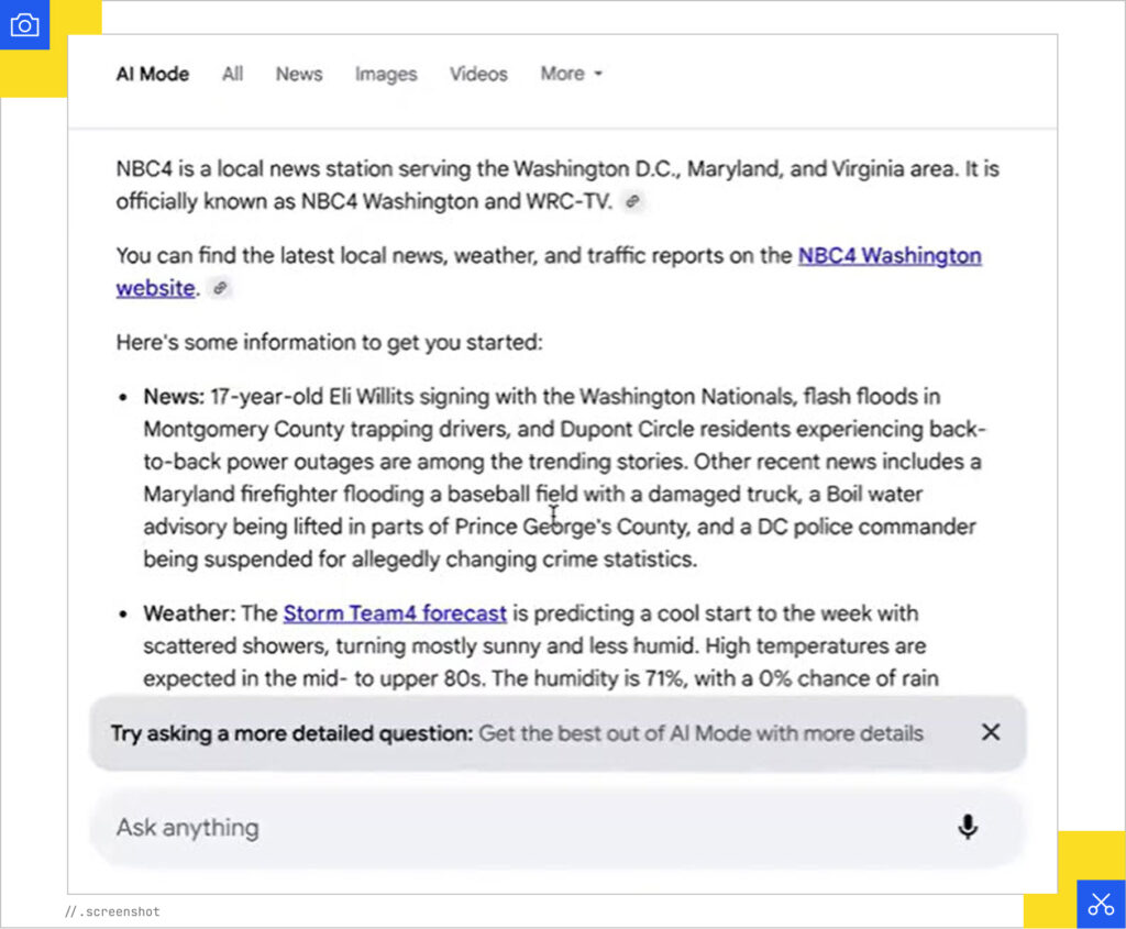 NBC4 news headlines in AI Mode