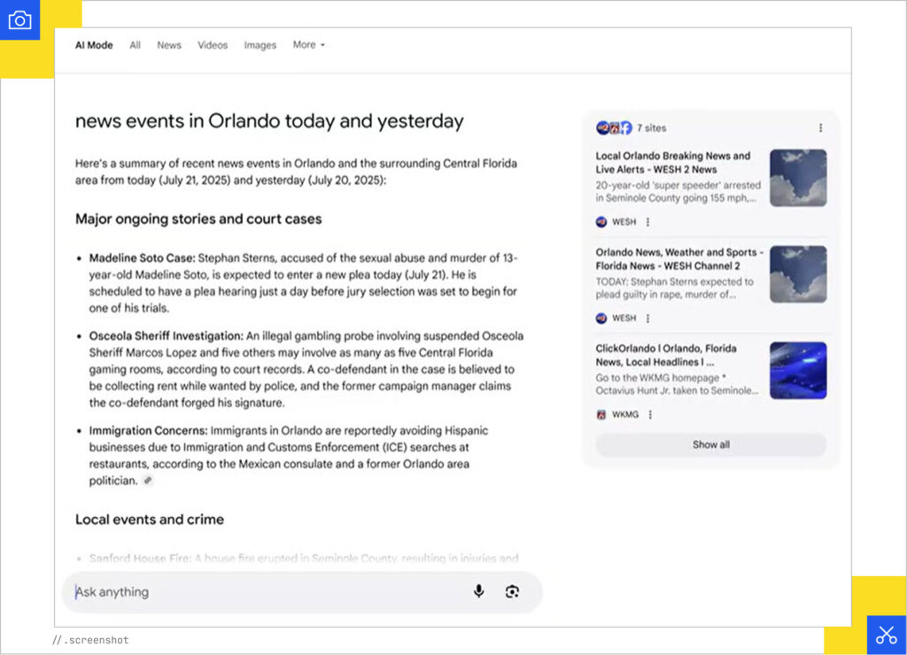 Orlando news in AI Mode