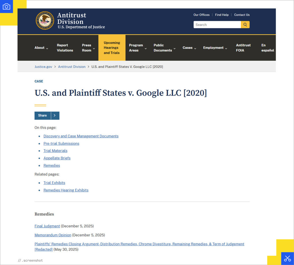 US DOJ antitrust website